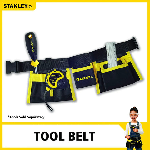 Junior Tool Belt Set For Kids Ages 5 And Up with real tools on high-strength fabric and vibrant colors for safe DIY fun.