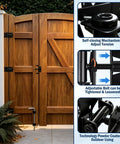 Heavy Duty Self-Closing Gate Hinges For Wooden And PVC Fences, Adjustable Spring Tension, Self-Closing Gate Hardware Kit, Black Finish, 2-Pack For Garden Gates And Fences on wood gate