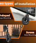 8 Inch Heavy Duty Fence Gate Wheel With 360 Degree Rotation Spring Loaded Rubber Caster 700 Lbs Capacity Fits Metal Tube Or Wooden Gates No Fuss Install With Straight Bolts And U Bolts in U-shaped and screw mounting