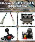 K90 PTO Hoist Air Shift Control Valve for Apsco System with push to connect fittings, switch, and LED indicator