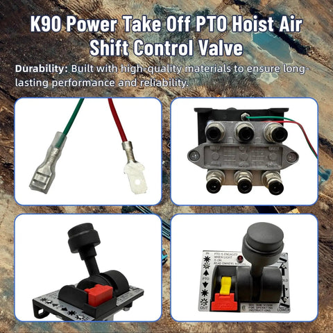 K90 PTO Hoist Air Shift Control Valve for Apsco System with push to connect fittings, switch, and LED indicator