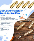 12 Piece Hose Repair Kit With Brass Barb Fittings for 5/8 to 3/4 Inch Hoses Garden Water Hose Connectors with Clamps