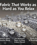 Close-up of UV-resistant and quick-dry quilted double hammock fabric demonstrating water resistance with spreader bars and pillow supports