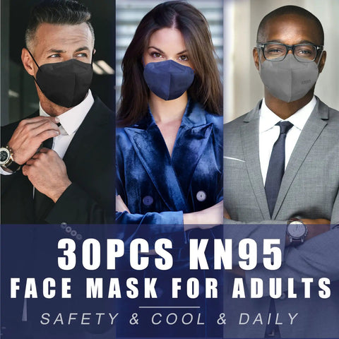 Five Layer KN95 Face Masks Pack Of 30 Individually Wrapped For Adults Women Men Teens With Elastic Ear Loops And Soft Nose Wire