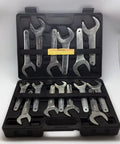 15 Piece SAE Service Wrench Set With 30 Degree Offset Heads, Drop Forged Chrome Vanadium Steel, Heat Treated And Chrome Plated