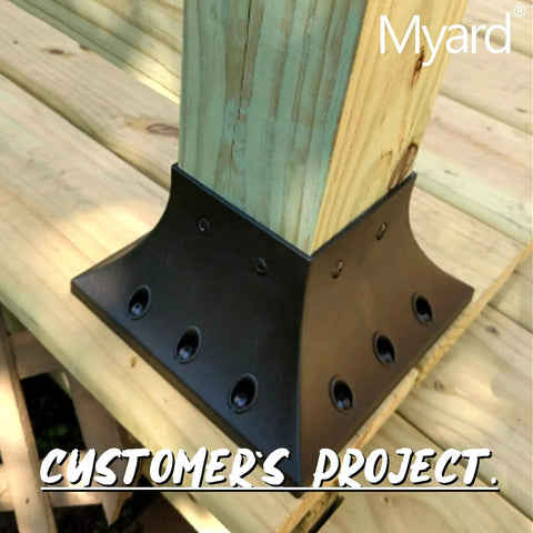 Nominal 4x4 Post Base Cover with Skirt Flange and Stainless Steel Screws for Deck Porch Railing Support Black Fits 3.5x3.5 Posts