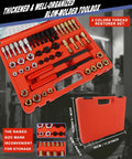 51 Piece Thread Repair Kit With Taps, Dies, Files And Gauges For UNC, UNF And Metric Threads in red case