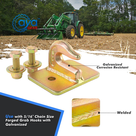 Three Eighths Inch G70 Tractor Bucket Grab Hook Bolt On Forged Steel No Backer Plate Built Tough For Tractor Loader Buckets