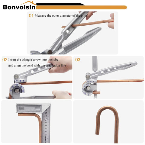 2 In 1 Manual Tubing Bender For Copper And Aluminum OD 3/8 And 1/2 Inch 180 Degree Bends HVAC Air Conditioning Refrigeration Repair Tool in use