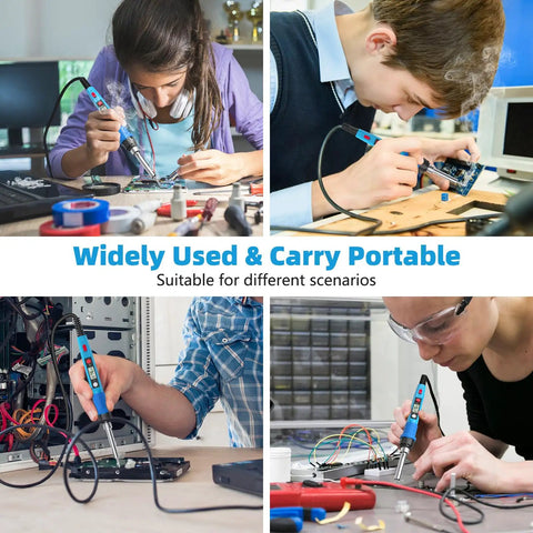 People using 80W Digital Soldering Iron Kit With LCD Display, Ceramic Heater, Fast 20 Second Heat Up, for DIY electronics and repairs