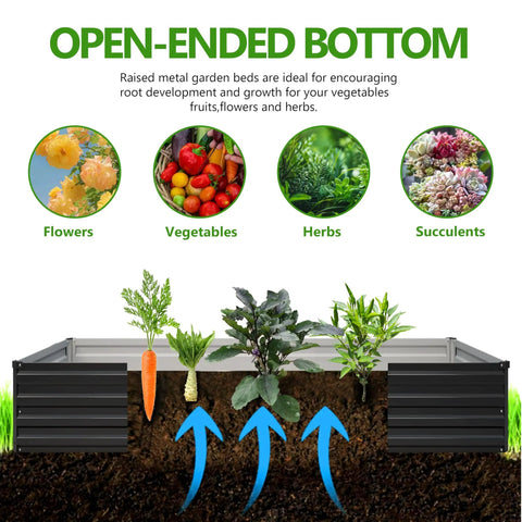Diagram showing Two Piece Galvanized Raised Garden Bed Kit 7 By 3 By 1 Foot Outdoor Planter Box Metal Patio for plants