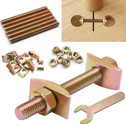 Heavy Duty Countertop Connector Bolts M8x80mm Full Threading Steel Studs With Hex Nuts And Half Moon Washers Built Damn Tough For Rock Solid Counter Assembly No Fuss Pro Level Joiner Kit with bolts, nuts, and washers.