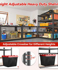 72.05 Inch Tall Heavy Duty Garage Shelving Unit Built Tough With 2300 Lb Capacity Steel Frame No Collapse Design Stable Shelves For Garage Basement Or Pantry Storage And Organization, black steel shelves in garage
