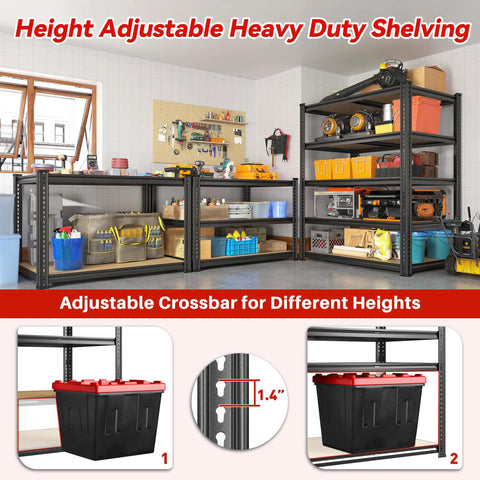 72.05 Inch Tall Heavy Duty Garage Shelving Unit Built Tough With 2300 Lb Capacity Steel Frame No Collapse Design Stable Shelves For Garage Basement Or Pantry Storage And Organization, black steel shelves in garage