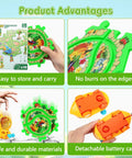 Puzzle Racer Car Track Set For Kids Ages 3 To 8 With 10 Puzzle Tracks Snail Car And Road Sign Pieces displayed in hands.