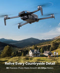 Ultra Portable Pocket Drone Under 249g With 4K Video And 8K Photo flying above countryside landscape