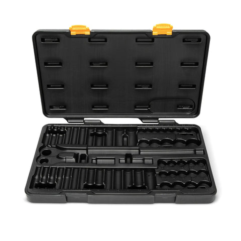 Empty case for 57 Piece Three Eighth Inch Drive Six Point Mechanics Tool Set With Standard And Deep Sockets SAE Metric 90 Tooth Gear