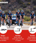 Cyclists on road with Ultra Compact Beefy Heavy Duty Bike Chain Breaker Tool Accessory With Heat Treated Chrome Plated Build