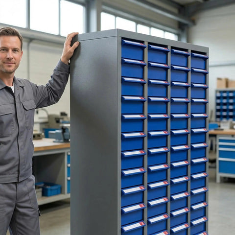 Heavy Duty 48 Drawer Steel Parts Cabinet With Abs Drawers And Clear Labels For Screws Bolts Nuts Tools And Small Parts