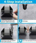 4-step installation process of Premium Heavy Duty Badass Security Ground Anchor With Two Protected Expansion Bolts.