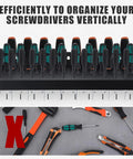 Beefy 32 Hole Screwdriver Organizer Wall Mount Rack Heavy Duty Metal Tool Holder for hammers, pliers, screwdrivers installation