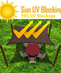 10x12 Brown Outdoor Shade Sail Canopy With UV Resistant Permeable Fabric For Patio Garden Backyard Pergola Carport And Lawn Shelter 185 GSM HDPE Easy Install Ropes Blocks 95% Of UV Rays