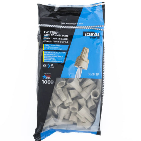 No Sweat Twist On Wire Connectors For 22 To 8 Awg Bag Of 100 in packaging showing connectors for quick residential electrical upgrades.