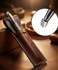 Leather Beveling Tools And Stamp Set With Alloy Steel Precision Heads in protective pouch, close-up on smooth head