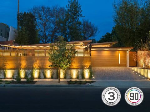 12 Pack 7W LED Landscape Well Lights, 720LM, 12-24V AC/DC Low Voltage, IP67 Waterproof illuminating modern outdoor fence