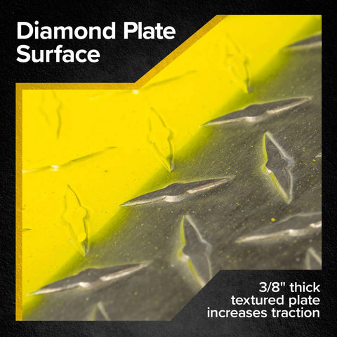 Close-up of diamond plate texture on Beefy Aluminum Dock Plate 48 x 60 For Pallet Jacks And Hand Carts, 2900 Lb Capacity