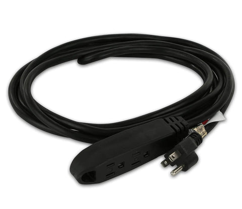 Heavy Duty Indoor and Outdoor Extension Cord 15 Feet, 16 Gauge 3 Wire, Three Outlets UL Listed Black Power Cable
