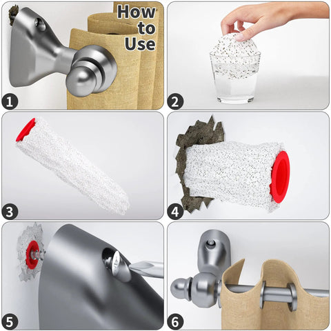 Fix Loose Wall Plugs Fast With Drywall Anchor Repair Kit for 24 Discs Crumbly Weak Walls, step-by-step usage guide in six images.