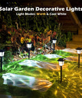 8 Pack Solar Pathway Lights With Two Color Modes Warm White And Cool White Waterproof Outdoor Path Lighting
