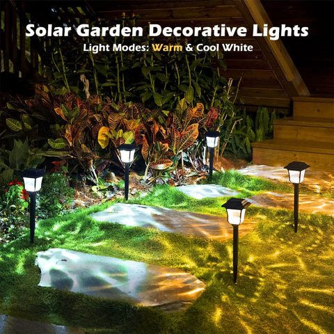 8 Pack Solar Pathway Lights With Two Color Modes Warm White And Cool White Waterproof Outdoor Path Lighting