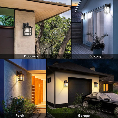 2 Pack Motion Sensor Outdoor Lights With Dusk To Dawn Sensor And Wall Mount Exterior Black Lantern Sconces on various locations