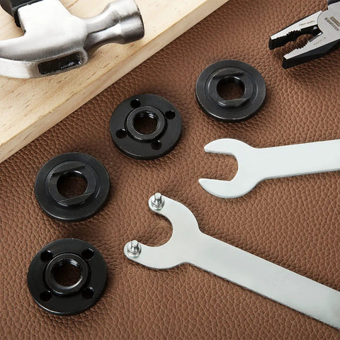 14 Piece Angle Grinder Flange Nuts Set 5/8-11 For 4-1/2 Inch Grinders Includes 6 Inner Nuts, 6 Outer Nuts, And 2 Spanners