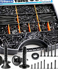 All In One Wood Screws Assortment Kit With Portable Box Self Tapping And Self Drilling Phillips Flat Head Black Screws