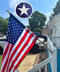 2.5 By 4 Ft American Flag Pole Sleeve For Outdoor Use, Built To Last Nylon Construction, displaying outside against clear sky
