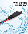 Premium Heavy Duty 8 Ft Wire Harness With On Off Switch And Gold Alligator Clamps 12 V Power Cable connector in water, waterproof design.