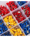 Get The ULTIMATE WVAIUPIX 1200 Pcs Mixed Assorted Lug Kit With Insulated Electrical Wire Connector Crimp Terminals Spade Ring Set Perfect For All Your CLH 22-10 AWG Projects And Heavy Duty Wiring Hauls Today. assorted insulated crimp terminals in plastic organizer