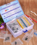 Electronic Component Assortment Kit All In One Grab And Go With 1390 Pieces For Arduino Raspberry Pi Mega2560 open with components displayed