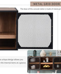 Rock Solid Industrial Buffet Sideboard Console Table With Rustic Farmhouse Barnwood Vibe And Heavy Metal Grid Doors showcasing metal grid door design for organizational ease.