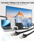 Cable Matters 10Gbps Cat6 Ethernet cable, 25ft, snagless, black; two cables shown
