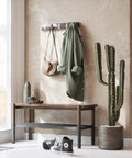 Flip Wall Mounted Coat Rack With Retractable Five Hooks Space Saving Organizer for hats and coats, Espresso Nickel Finish