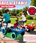 12V Kids Ride On Electric Tricycle With Stable Triangular Frame And Low Center Of Gravity, Adjustable Seat, Wide EVA Wheels, LED Headlight, Removable Storage Basket, Safe Easy Grip Pedals For Young Riders on park path