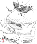 Diagram showing installation of bumper using 20 Piece Fender Liner Splash Shield Bolt Set For GM Cars Including Chevrolet Camaro