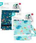 Super Handy Waterproof Wet Bag Two Pack For Travel And Beach, ocean and jungle designs, separate wet items, eco-friendly bags shown