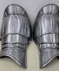 Epic Medieval Pauldron Armor Set Spaulders Pair with silver metallic finish for cosplay and LARP battle ready knight costume