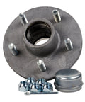 Galvanized Trailer Hub Kit With Tapered Spindle 5 By 4 Point 5 Inch Stud Includes Lug Nuts And Cotter Pin Easy Install Pre Greased Bearings