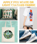 Premium Sublimation Paper Pack 8.5x11 Inches 105G 150 Sheets results on various white or light-colored fabrics.